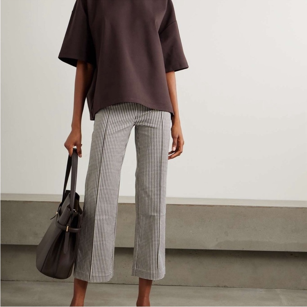 STAUD Monochrome Checkered Ankle Pants